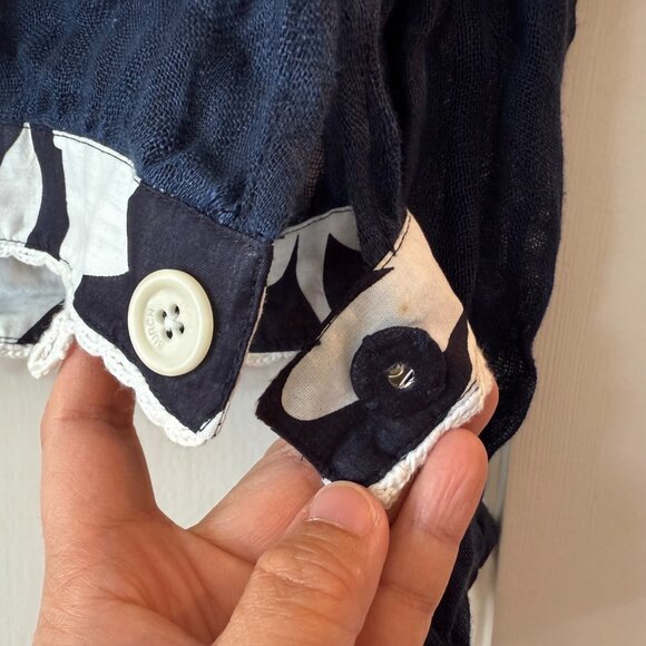 Tory Burch | Floral Fabric Trimmed Square-Neck Blouse - Picture 5 of 12